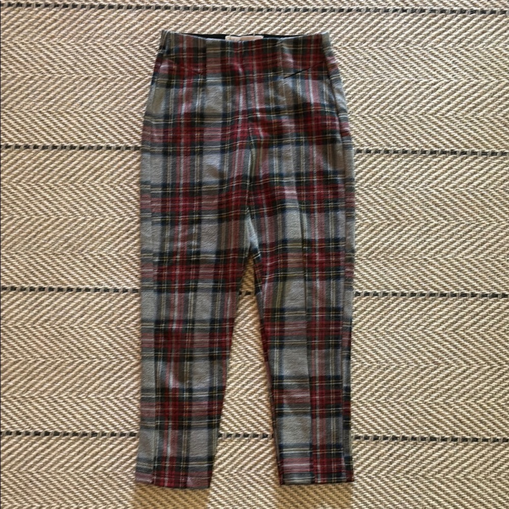 Zara Kids Plaid Leggings - Red and Gray